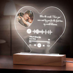 Love Gifts Custom Heart-Shaped Code Music Plaque Night Light Engraved Text Plaque