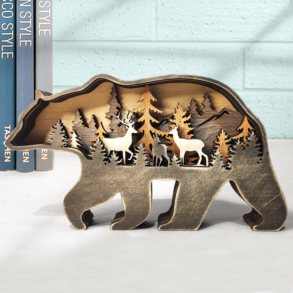 Personalised Woodland Bear Silhouette Statue - Custom Engraved Home Decor