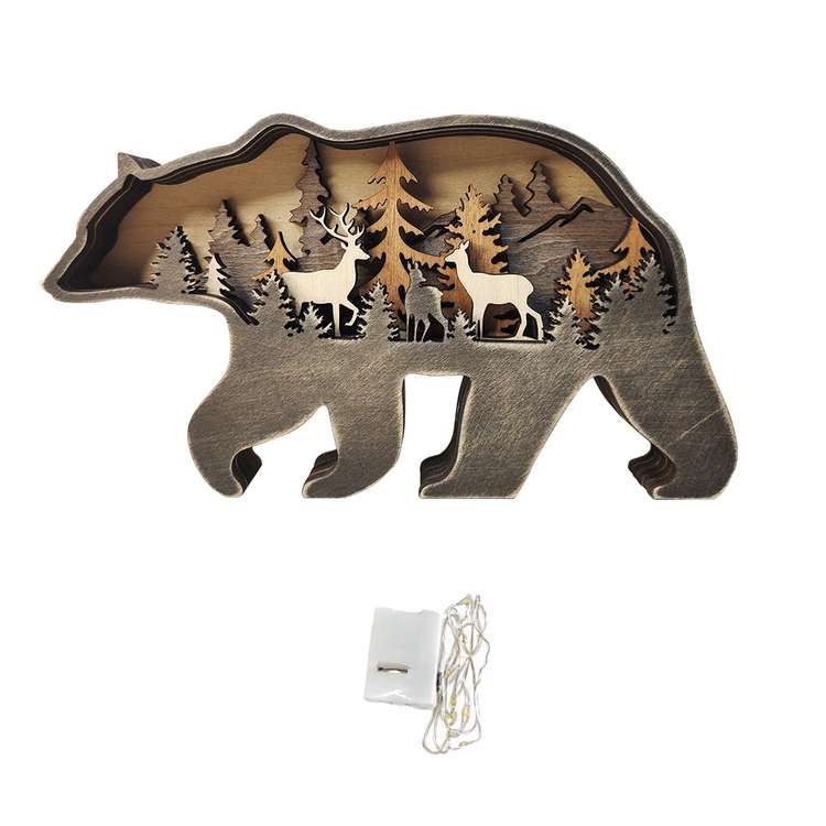Personalised Woodland Bear Silhouette Statue - Custom Engraved Home Decor