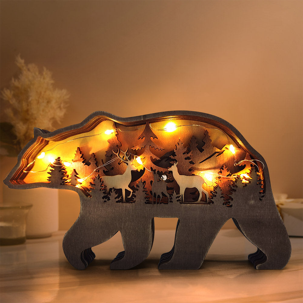 Personalised Woodland Bear Silhouette Statue - Custom Engraved Home Decor