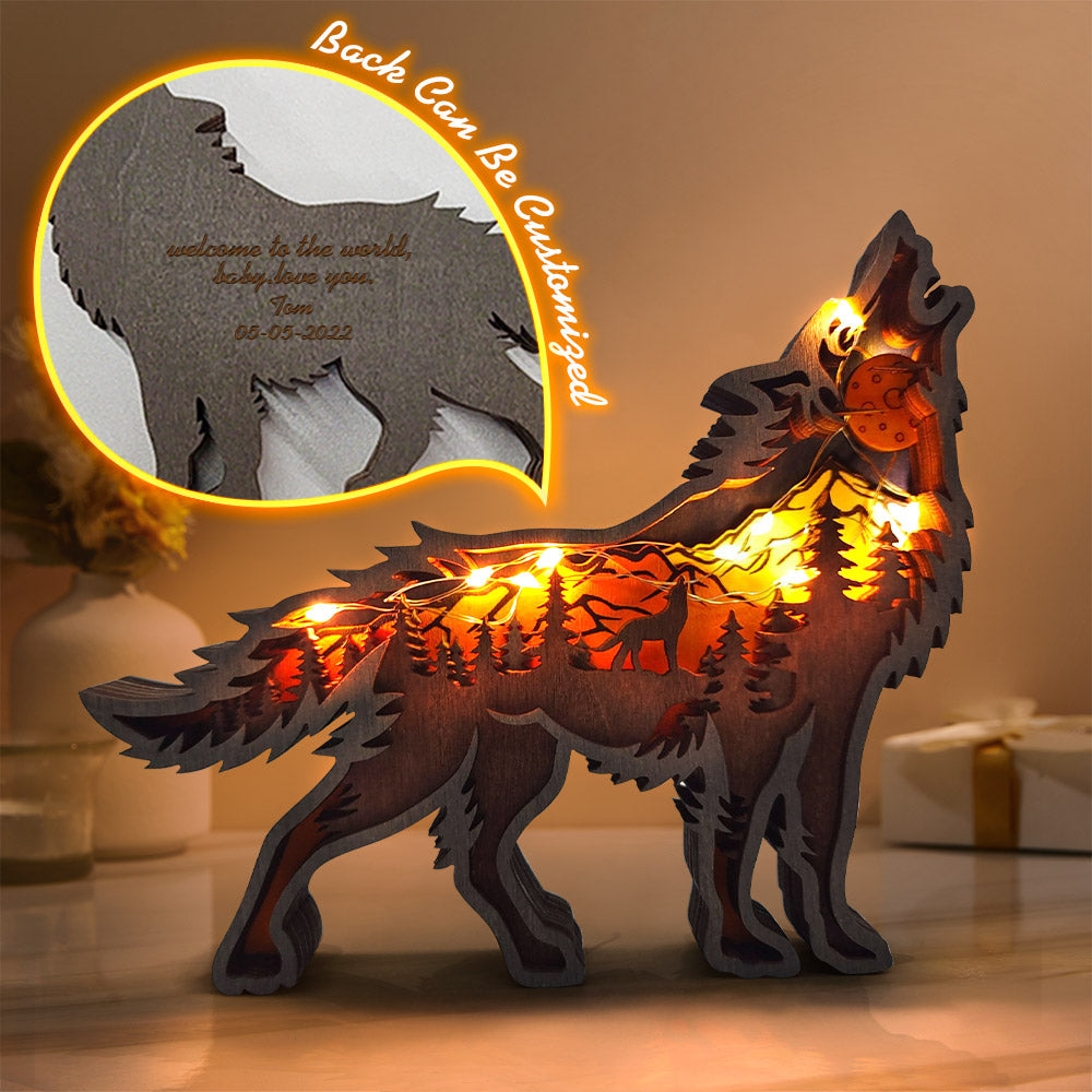 Personalised Woodland Bear Silhouette Statue - Custom Engraved Home Decor