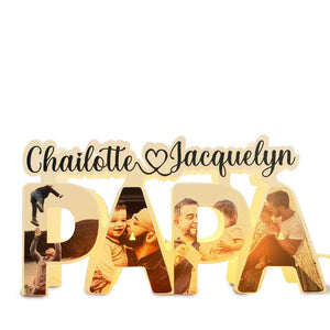 Custom Papa Photo Name Light Personalized Acrylic Family Name Lamp Desk Decoration Gift for Father