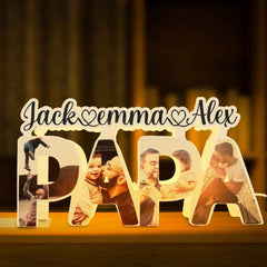 Custom Papa Photo Name Light Personalized Acrylic Family Name Lamp Desk Decoration Gift for Father
