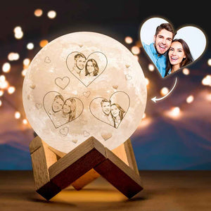Photo Moon Lamp Custom 3d Light Heart Engraved Moon Lamp - Touch Two Colors 10cm-20cm Available Couple Gift
