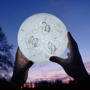 Photo Moon Lamp Custom 3d Light Heart Engraved Moon Lamp - Touch Two Colors 10cm-20cm Available Couple Gift
