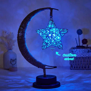 Custom Engraved Name Night Light Star Moon Hemp Rope Decorate Gifts