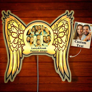 Custom Photo Engraved Night Light Angel Wings Home Gifts