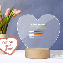 Father's Day Gift Personalized Acrylic Night Light I Am Their Father Heart Night Light