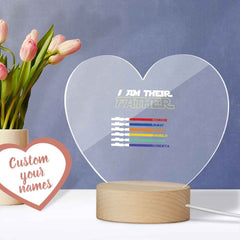 Father's Day Gift Personalized Acrylic Night Light I Am Their Father Heart Night Light