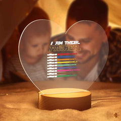 Father's Day Gift Personalized Acrylic Night Light I Am Their Father Heart Night Light