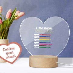 Father's Day Gift Personalized Acrylic Night Light I Am Their Father Heart Night Light