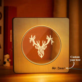 Custom Engraved Night Light Personalized Deer Wooden Frame Lamp Gift