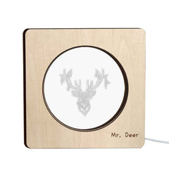 Custom Engraved Night Light Personalized Deer Wooden Frame Lamp Gift