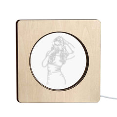 Custom Photo Engraved Night Light Personalized Wooden Frame Lamp Gift