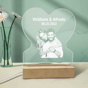 Personalized Led Night Lamp Custom Photo Heart Glass Night Lamp Gift for Lovers Night Light