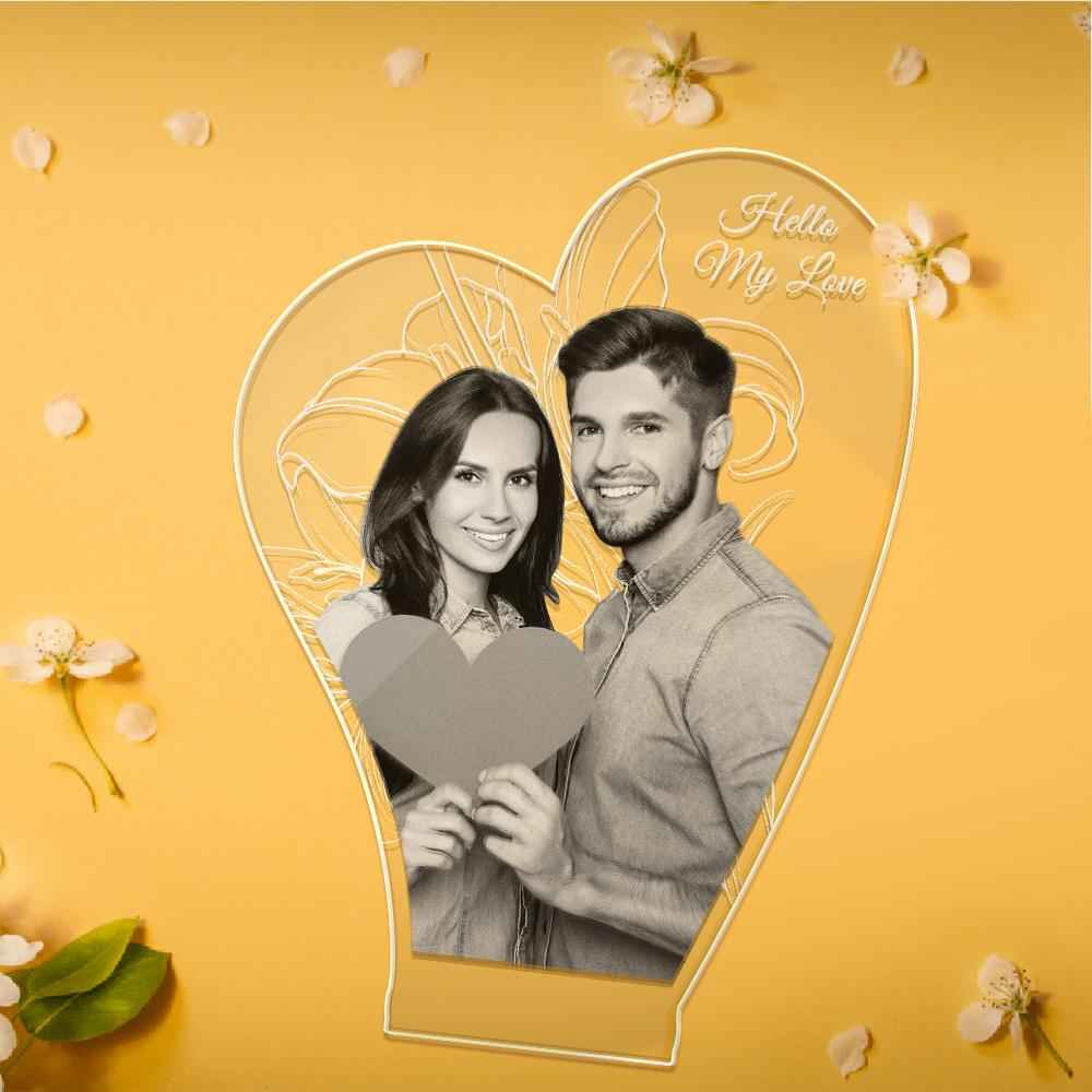 Custom 3D Photo Lamp Led for Lover With Engraved Words Gift For Valentine's Day