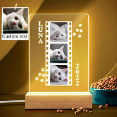 Custom Cat Photo Lamp as Cat Lover Gift Personalized Gift Photo Pet Portrait Bedside Lamp Night Light