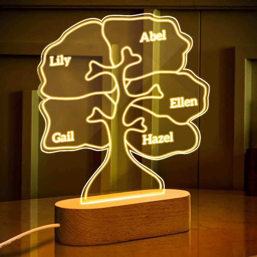 Personalized can be customized with multiple names night light family tree