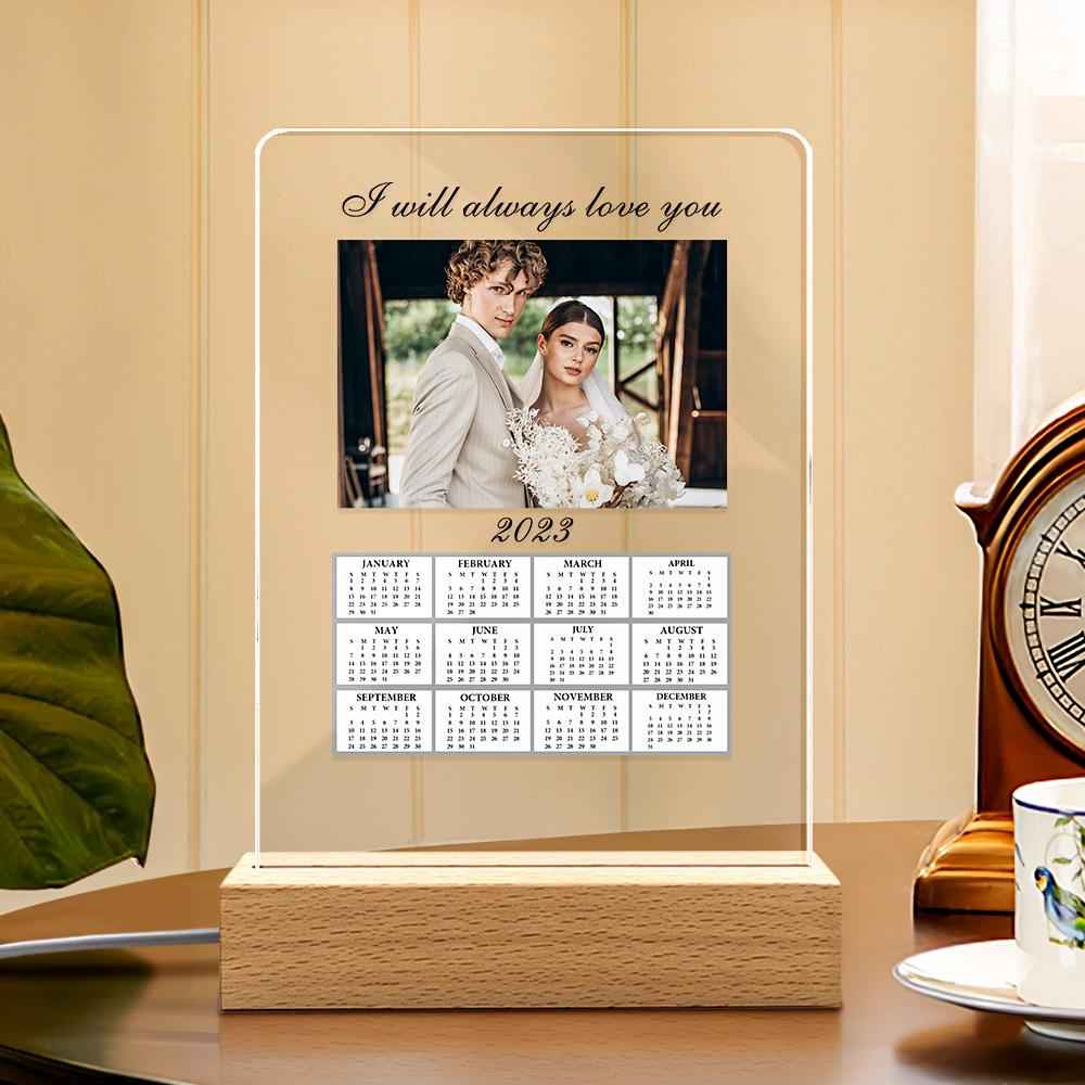 Custom Acrylic Calendar Personalized Night Light with Your Photo Gifts for Couples