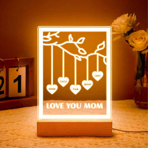 Personalized Led Night Light Tree of life Genealogical Tree with Custom Family First Name and Text