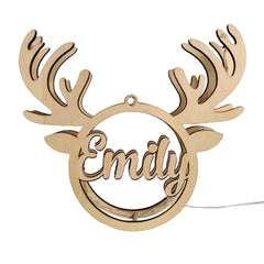 Personalised Christmas Elk Night Lamp with Engraved Name | Home Decor Gift