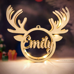 Personalised Christmas Elk Night Lamp with Engraved Name | Home Decor Gift