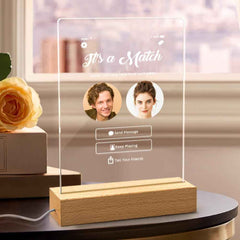 Its A Match Personalized Perfect Match With Photos Night Light Love Art 3d Led Lamp Gift For Couple
