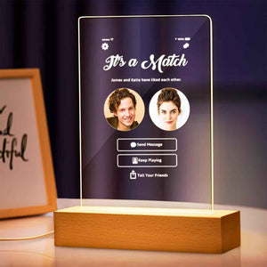 Its A Match Personalized Perfect Match With Photos Night Light Love Art 3d Led Lamp Gift For Couple