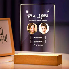 Its A Match Personalized Perfect Match With Photos Night Light Love Art 3d Led Lamp Gift For Couple