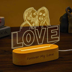 Custom Hand-drawing 3D Photo Night Light for Bedroom Personalized Lamp Led Gift for Lovers
