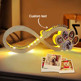 Custom Infinity Dog Paw Photo Light Personalized Engraved Name Wooden Night Light
