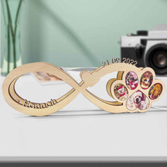 Custom Infinity Dog Paw Photo Light Personalized Engraved Name Wooden Night Light