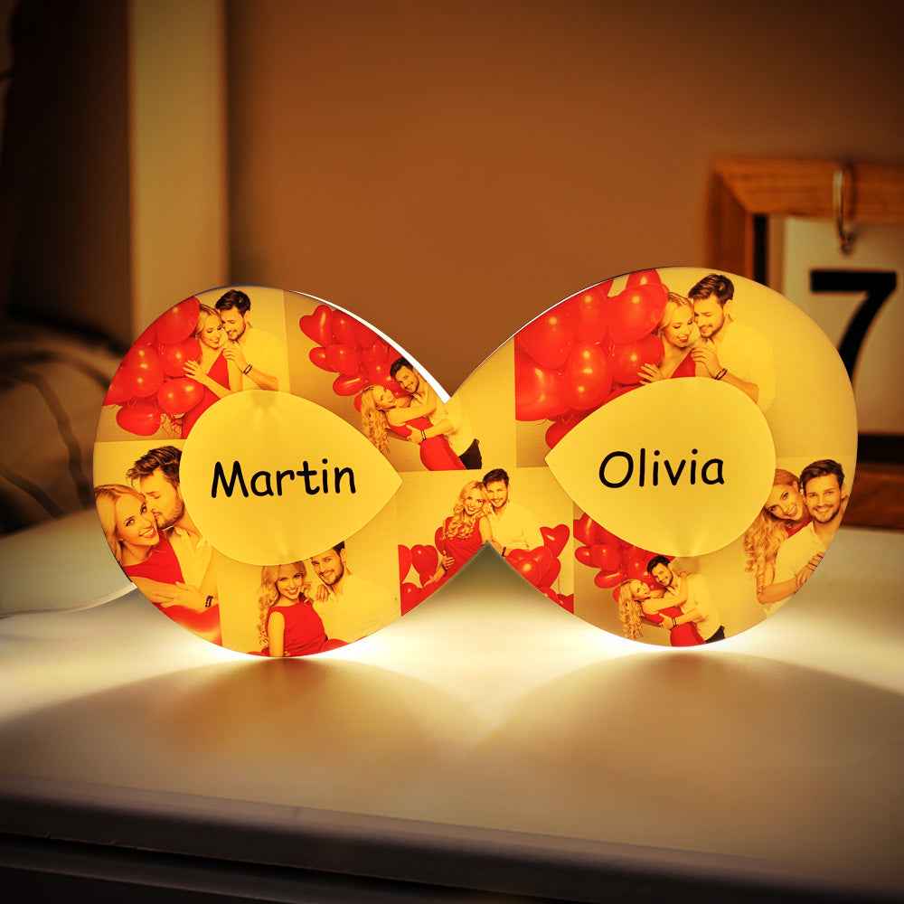 Personalised Collage Photo Lamp Infinity Night Light Romantic Valentine's Day Gift