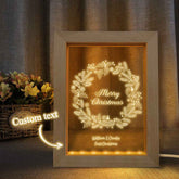 Custom Christmas Night Light Personalized 3D Christmas Wreath Wooden Frame Lamp Gift