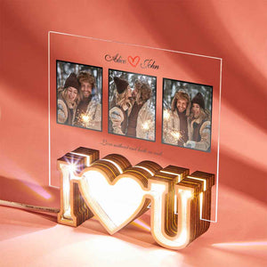 Custom Photo Engraved Night Light Acrylic Plaque LED Love Gifts