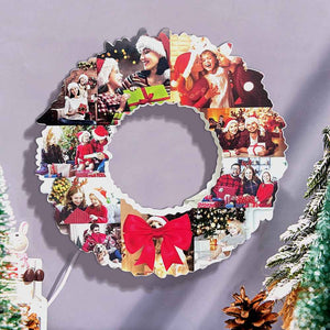 Personalized Photo Collage Wall Light Christmas Wreath Night Light Best Christmas Gift