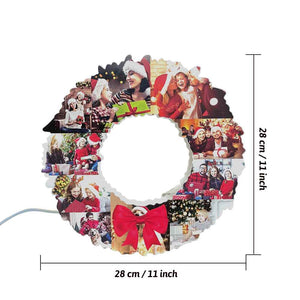 Personalized Photo Collage Wall Light Christmas Wreath Night Light Best Christmas Gift