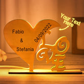 Personalised Heart Wooden Night Light - Custom Engraved Anniversary & Birthday Gift
