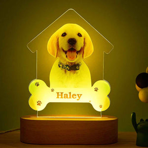 Custom Photo Engraved Puppy Night Light Personalized House Acrylic Lamp Gift for Pet Lover