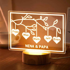 Custom Family Tree LED Night Light Engraved Name 3-8 Deocr Anniversary Gifts