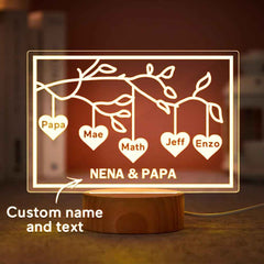 Custom Family Tree LED Night Light Engraved Name 3-8 Deocr Anniversary Gifts