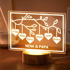 Custom Family Tree LED Night Light Engraved Name 3-8 Deocr Anniversary Gifts