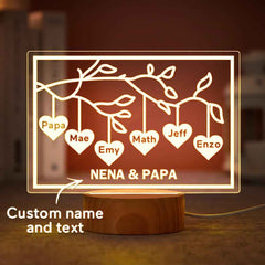 Custom Family Tree LED Night Light Engraved Name 3-8 Deocr Anniversary Gifts