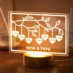 Custom Family Tree LED Night Light Engraved Name 3-8 Deocr Anniversary Gifts