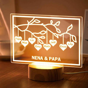 Custom Family Tree LED Night Light Engraved Name 3-8 Deocr Anniversary Gifts
