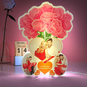 Personalized Rose Photo Night Light Custom Name Led Lamp
