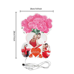 Personalized Rose Photo Night Light Custom Name Led Lamp