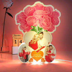Personalized Rose Photo Night Light Custom Name Led Lamp