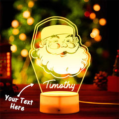 Custom Engraved Santa Night Light Personalized Acrylic Lamp Gift for Kids