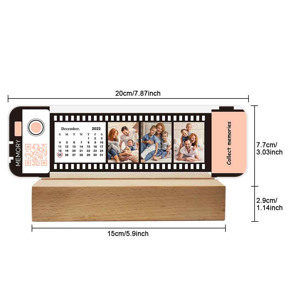 Custom QR code Calendar Acrylic Filmstrip Plaque Night Light Gift for Family Couples